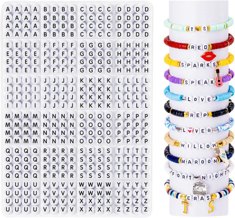 Goldwise Letter Beads for Bracelets, 1000 Pcs, Alphabet Beads for Friendship Bracelets, 7mm A-Z Round Black and White Letter Beads for Jewelry Making, Necklaces, and Key Chains - Image 1